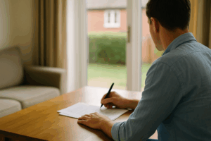 man signing contract 